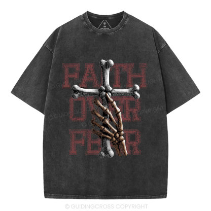 Faith Over Fear Christian Washed T-Shirt