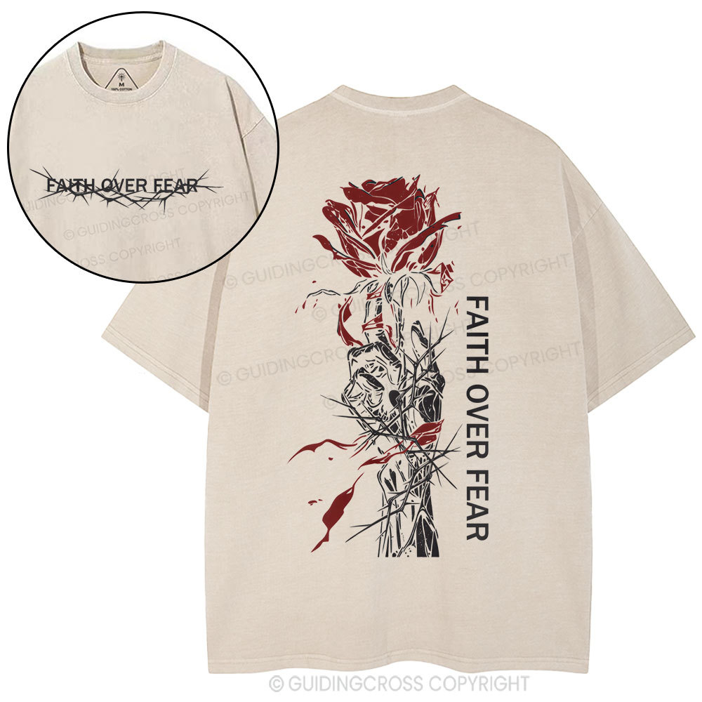 Faith Over Fear Christian Washed T-Shirt