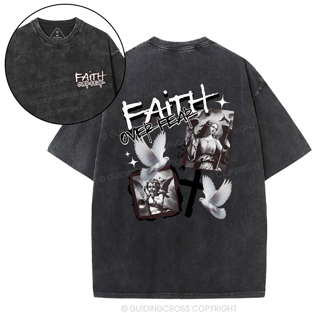 Faith Over Fear Christian Washed T-Shirt