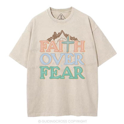 Faith Over Fear Christian Washed T-Shirt