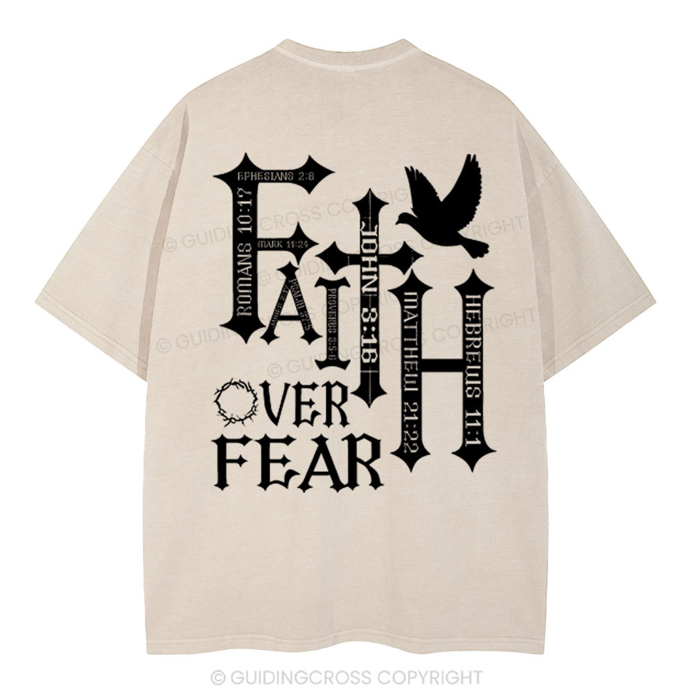 Faith Over Fear Christian Washed T-Shirt