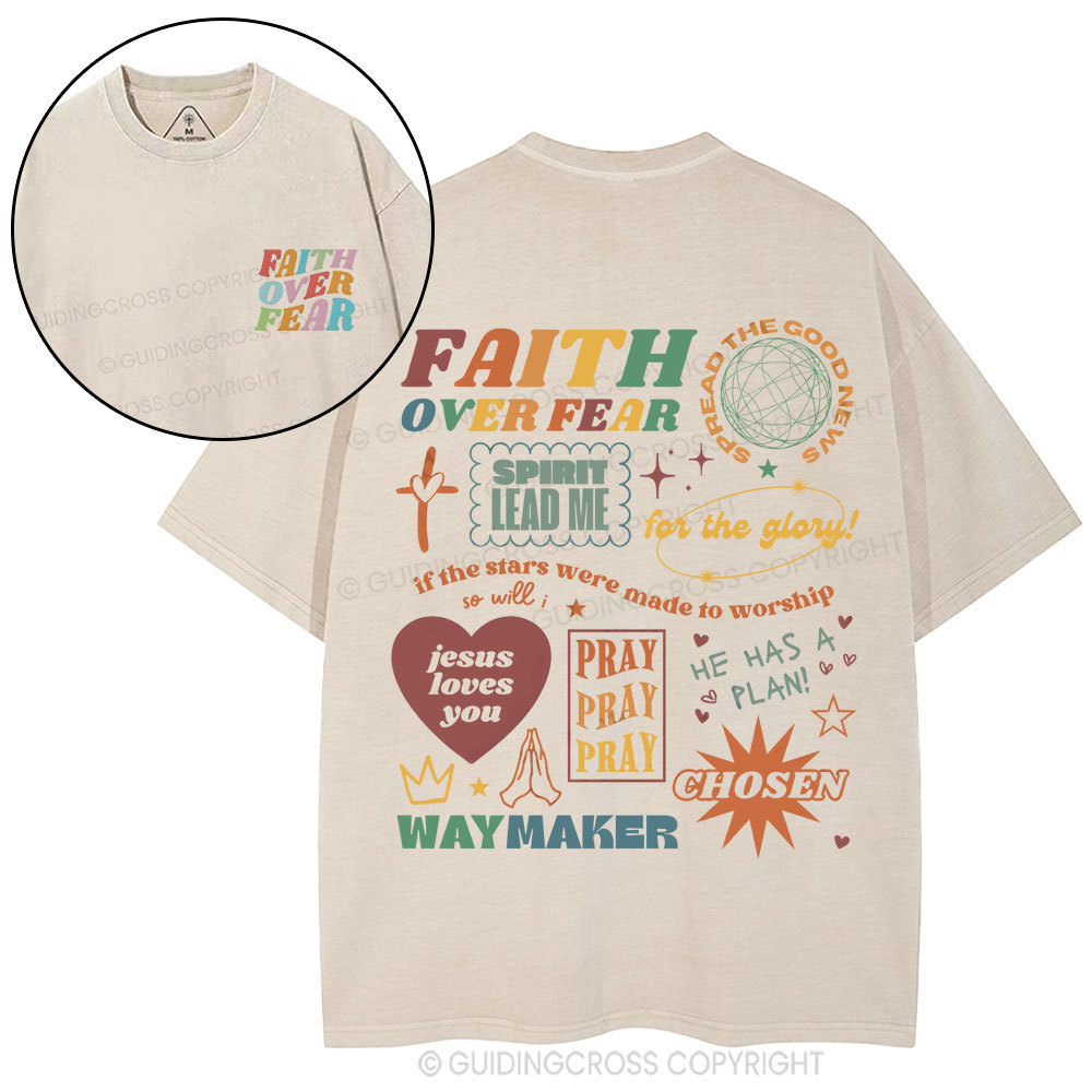 Faith Over Fear Christian Washed T-Shirt