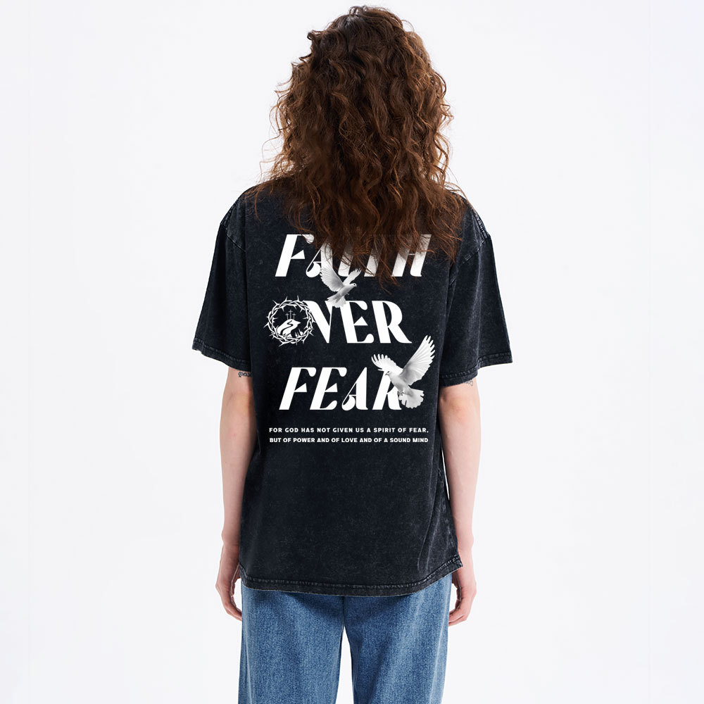 Faith Over Fear Christian Washed T-Shirt