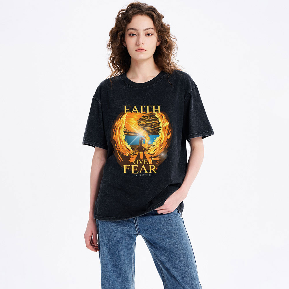 Faith Over Fear Christian Washed T-Shirt