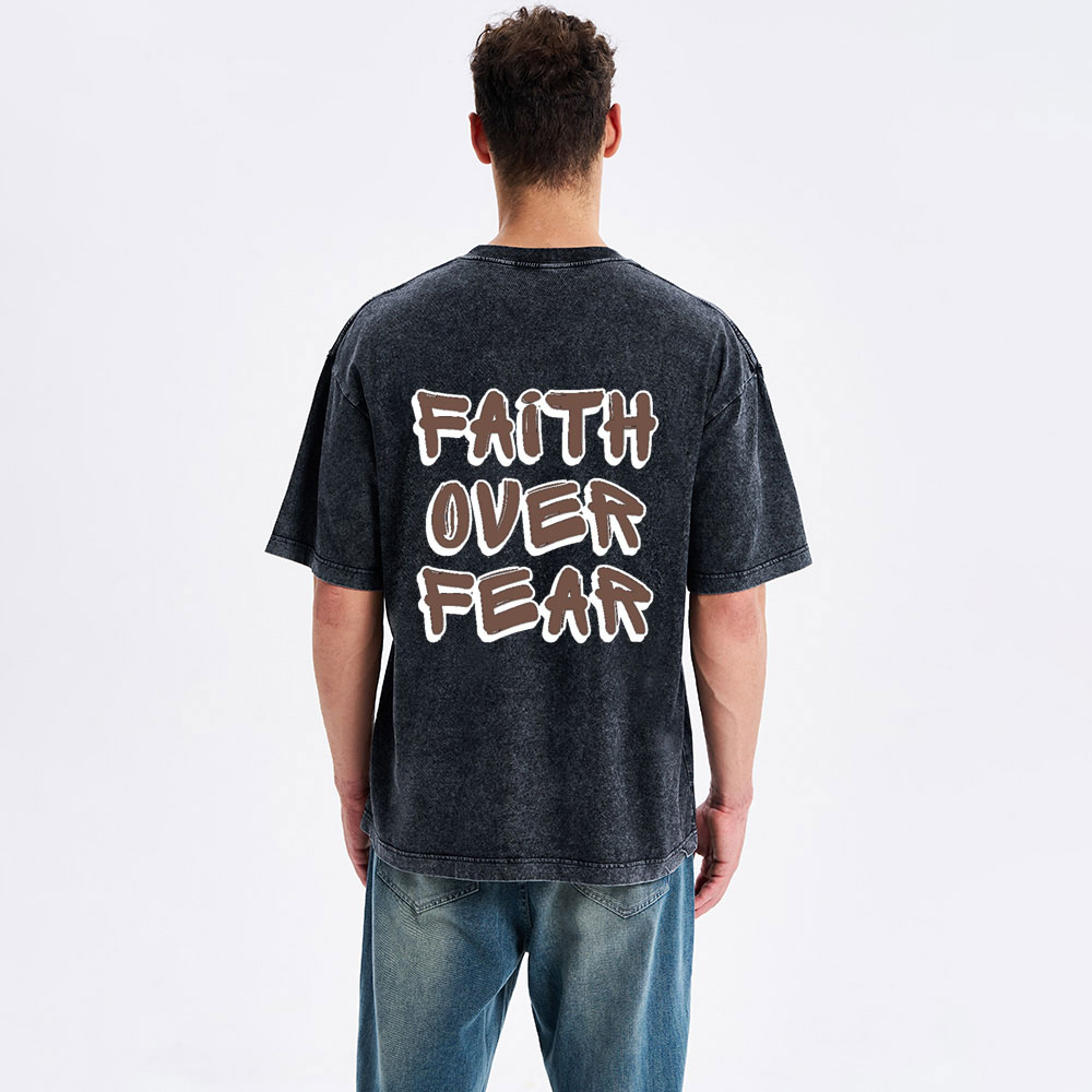 Faith Over Fear Christian Washed T-Shirt