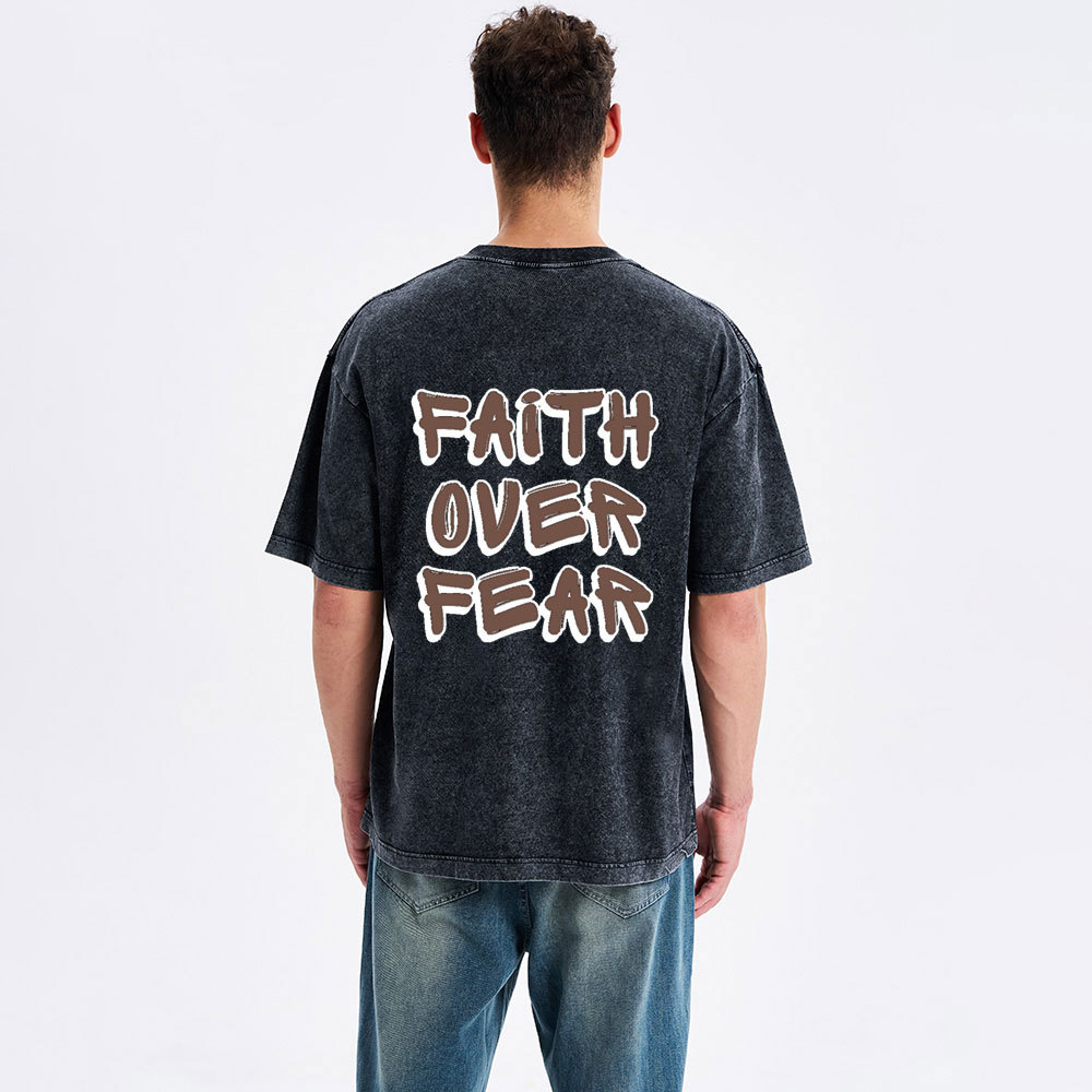 Faith Over Fear Christian Washed T-Shirt