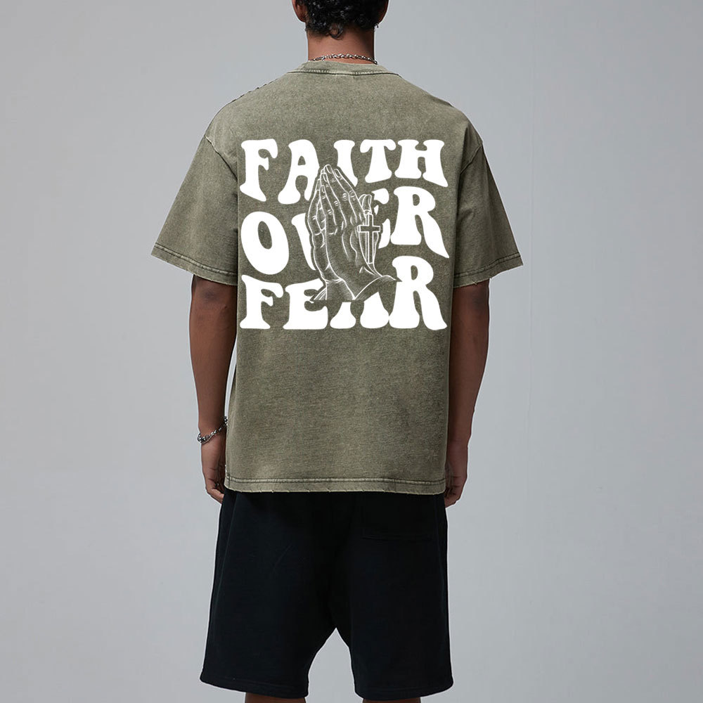 Faith Over Fear Christian Washed T-Shirt