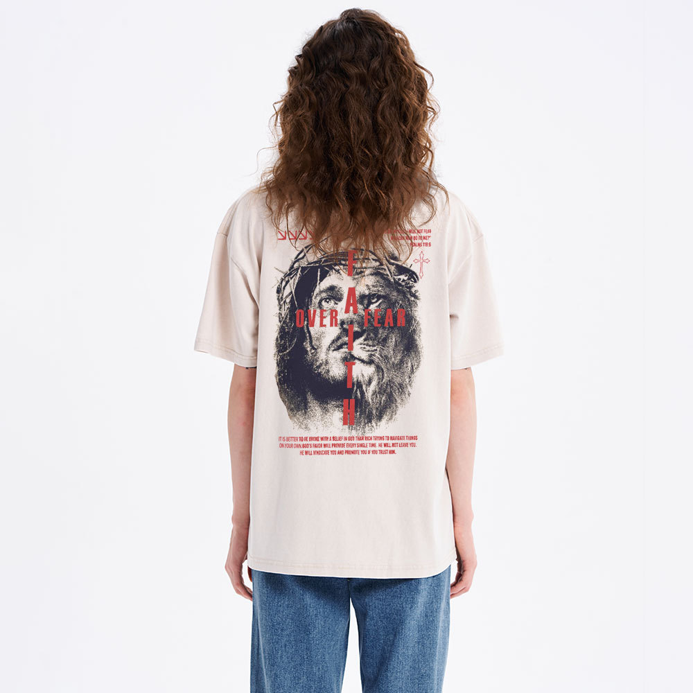 Faith Over Fear Christian Washed T-Shirt