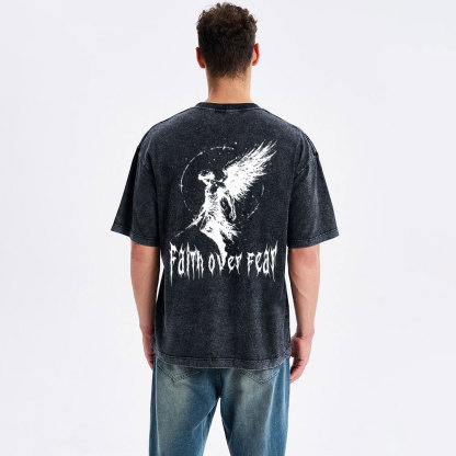Faith Over Fear Christian Washed T-Shirt