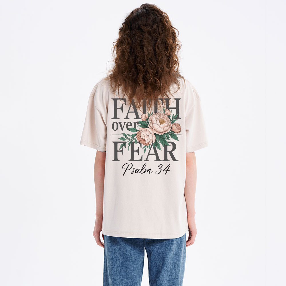 Faith Over Fear Christian Washed T-Shirt
