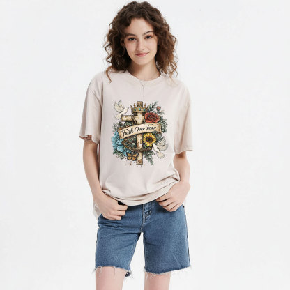 Faith Over Fear Christian Washed T-Shirt