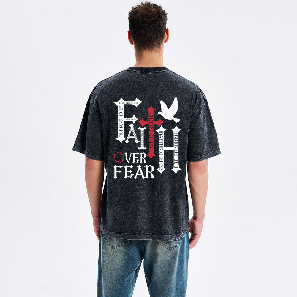 Faith Over Fear Christian Washed T-Shirt