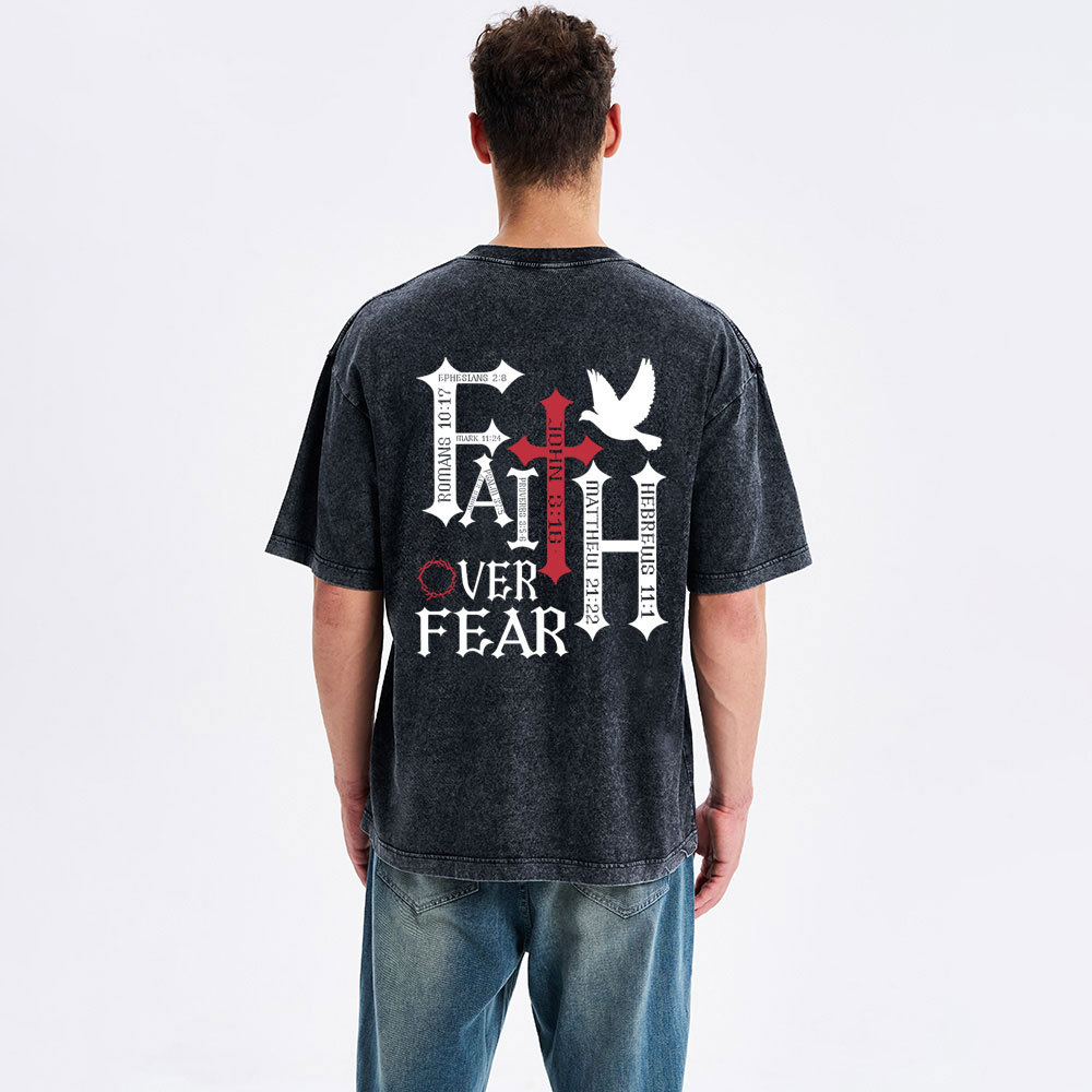 Faith Over Fear Christian Washed T-Shirt