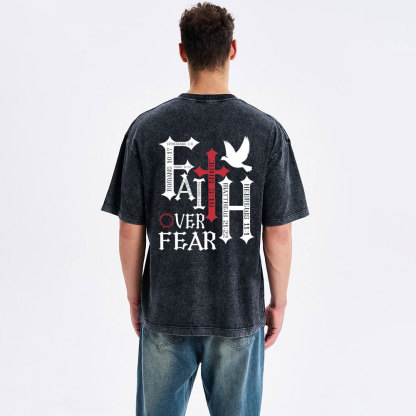 Faith Over Fear Christian Washed T-Shirt