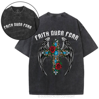 Faith Over Fear Christian Washed T-Shirt