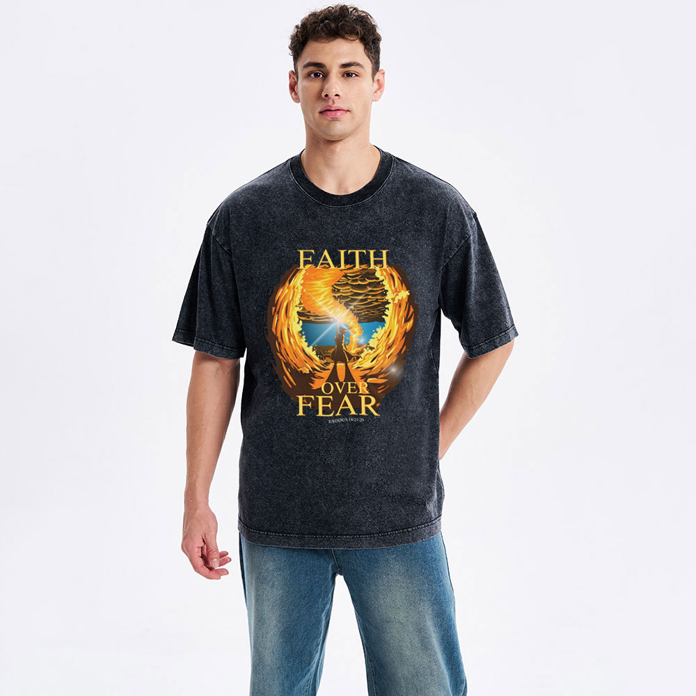 Faith Over Fear Christian Washed T-Shirt