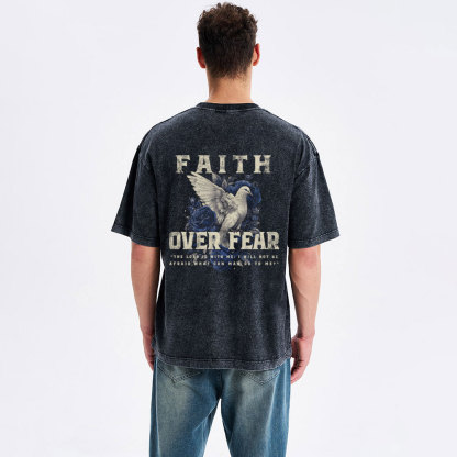 Faith Over Fear Christian Washed T-Shirt
