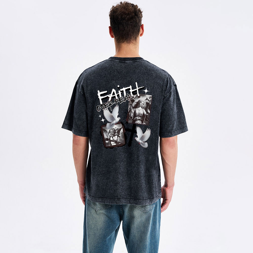 Faith Over Fear Christian Washed T-Shirt