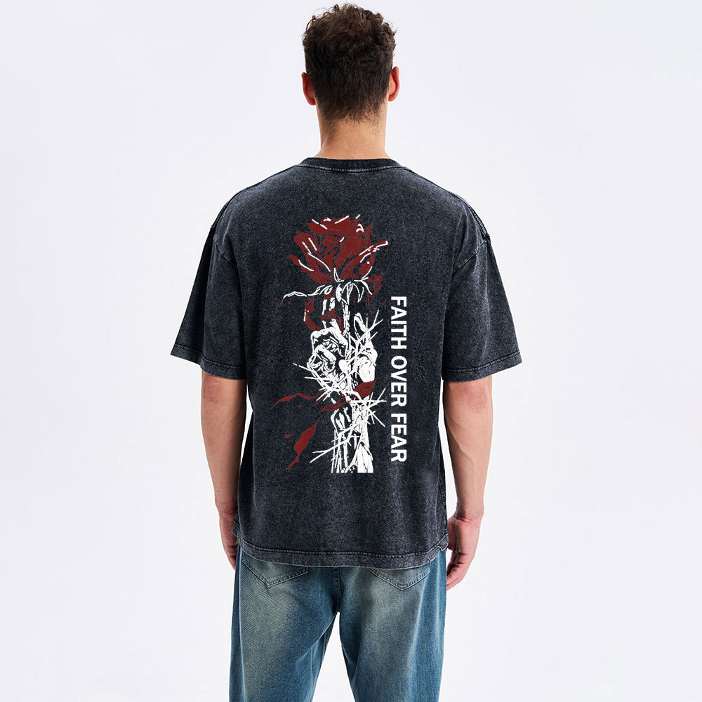Faith Over Fear Christian Washed T-Shirt