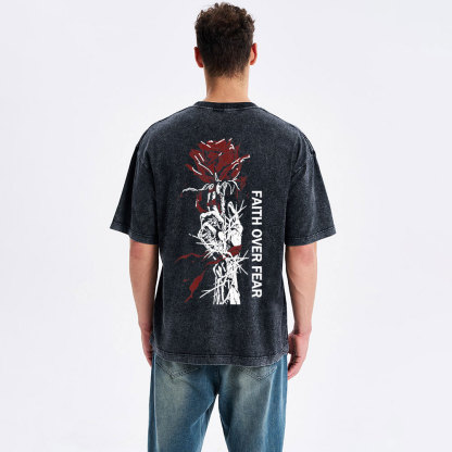 Faith Over Fear Christian Washed T-Shirt