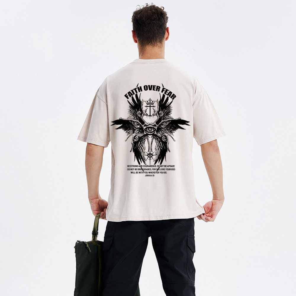 Faith Over Fear Christian Washed T-Shirt