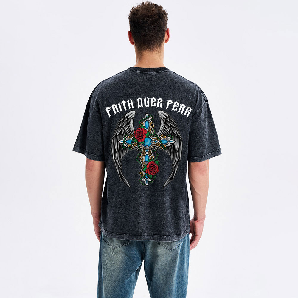 Faith Over Fear Christian Washed T-Shirt