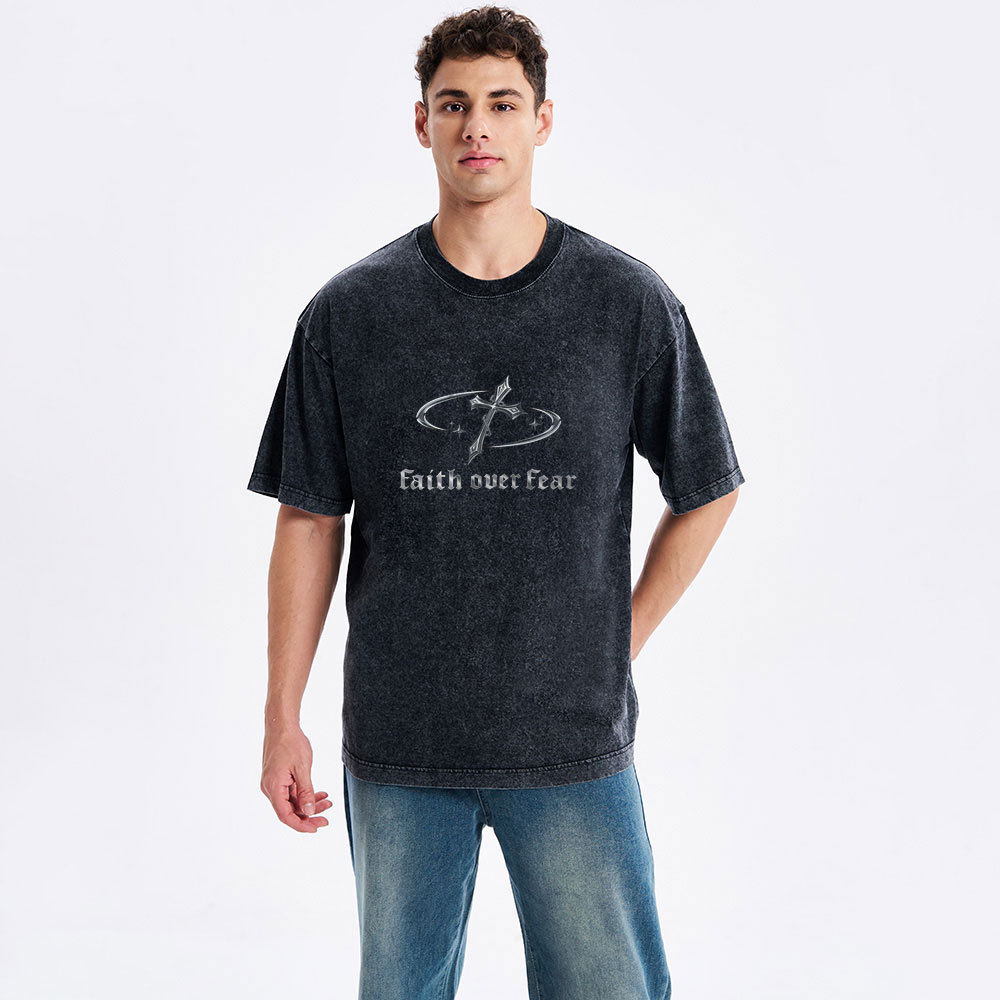 Faith Over Fear Christian Washed T-Shirt