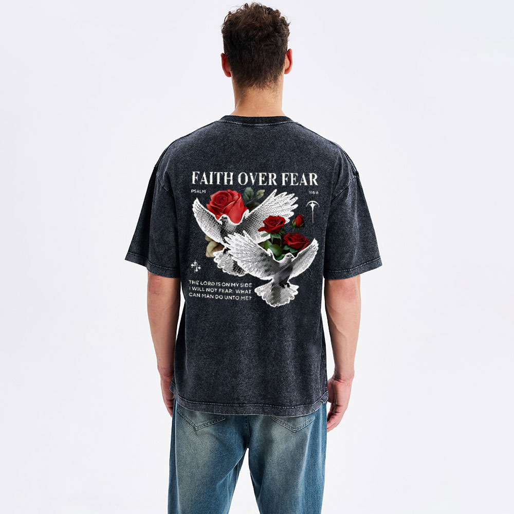 Faith Over Fear Christian Washed T-Shirt