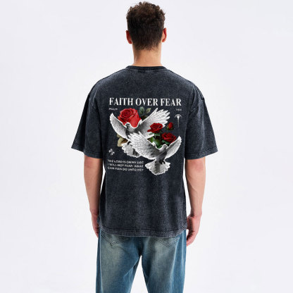 Faith Over Fear Christian Washed T-Shirt