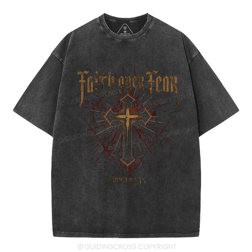 Faith Over Fear Christian Washed T-Shirt