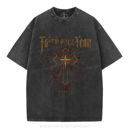 Faith Over Fear Christian Washed T-Shirt