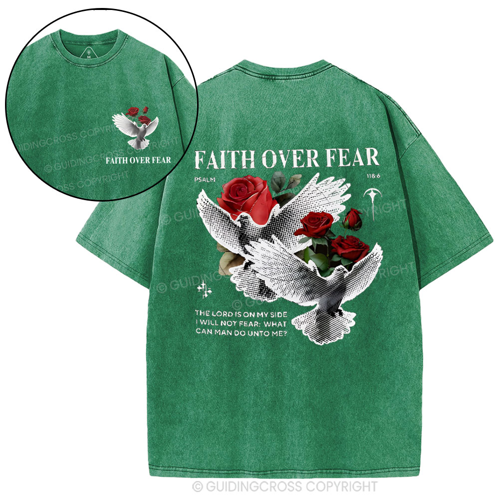 Faith Over Fear Christian Washed T-Shirt