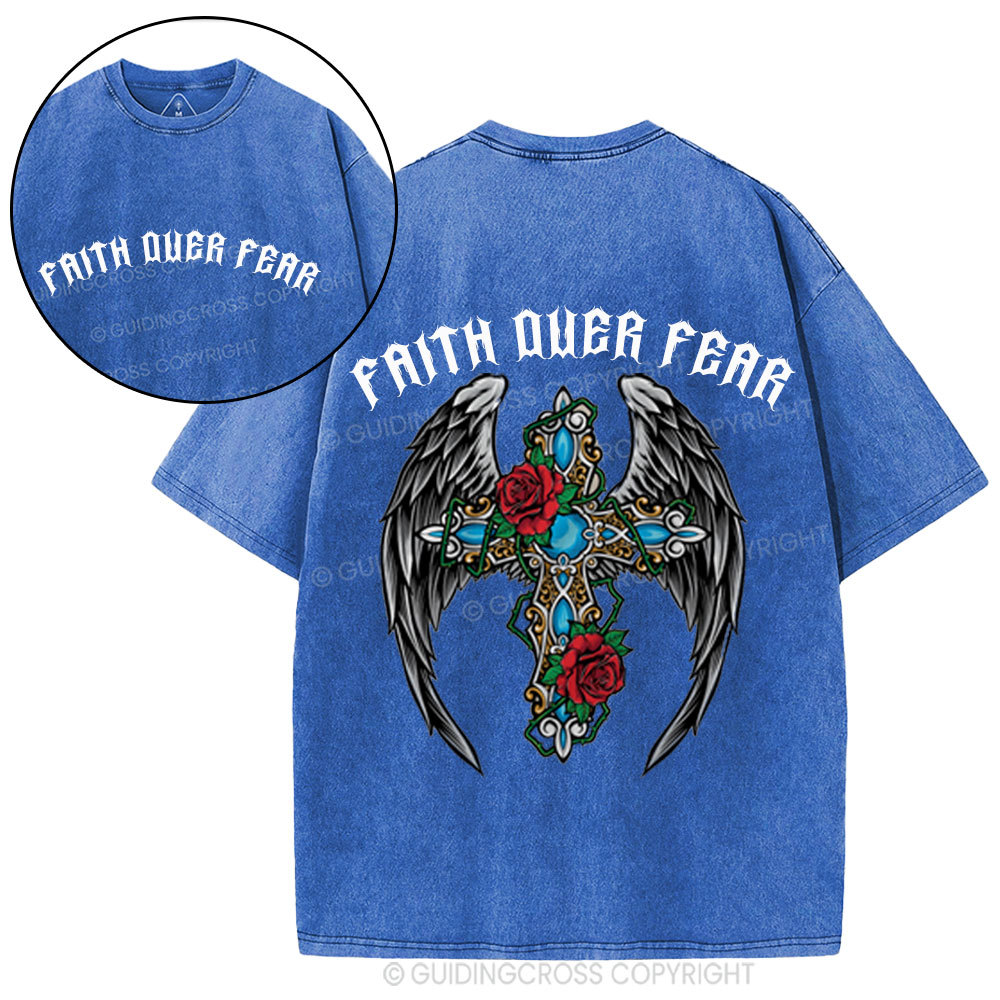 Faith Over Fear Christian Washed T-Shirt