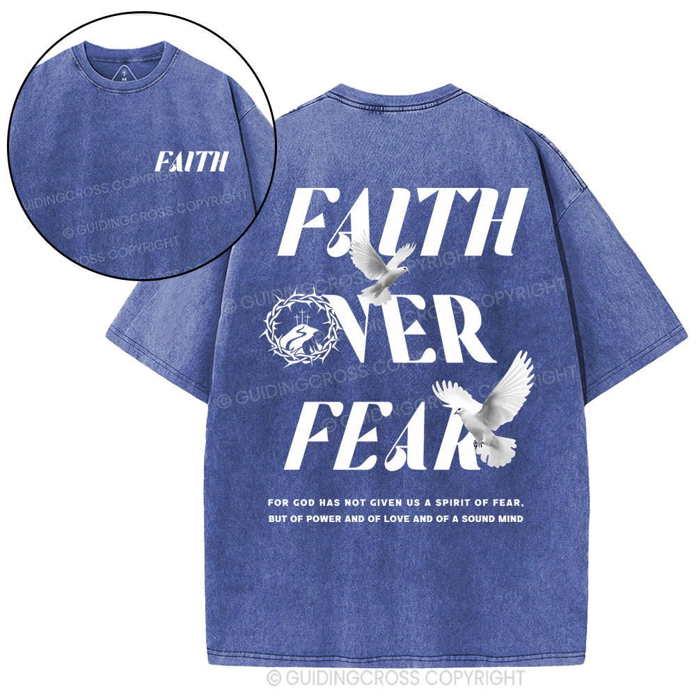 Faith Over Fear Christian Washed T-Shirt