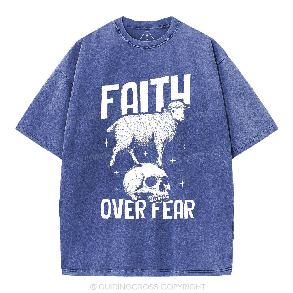 Faith Over Fear Christian Washed T-Shirt