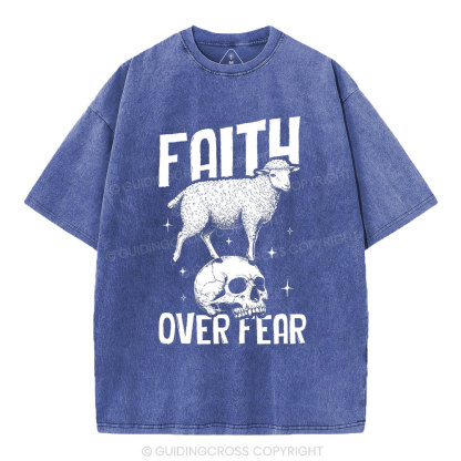 Faith Over Fear Christian Washed T-Shirt