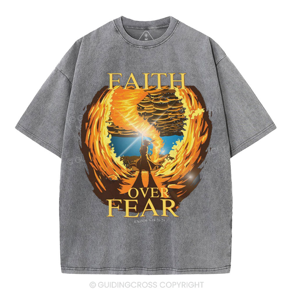 Faith Over Fear Christian Washed T-Shirt
