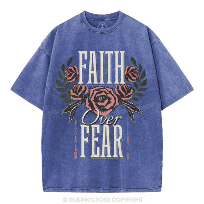Faith Over Fear Christian Washed T-Shirt