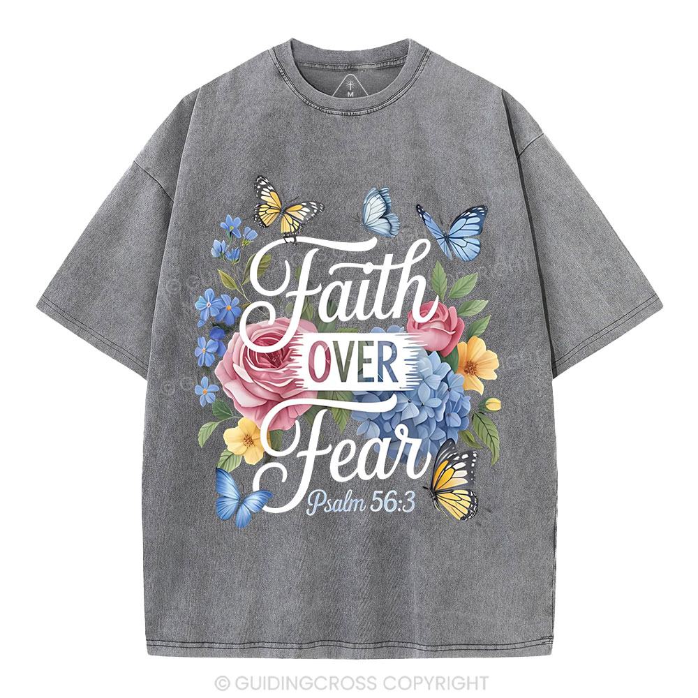 Faith Over Fear Christian Washed T-Shirt