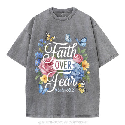 Faith Over Fear Christian Washed T-Shirt