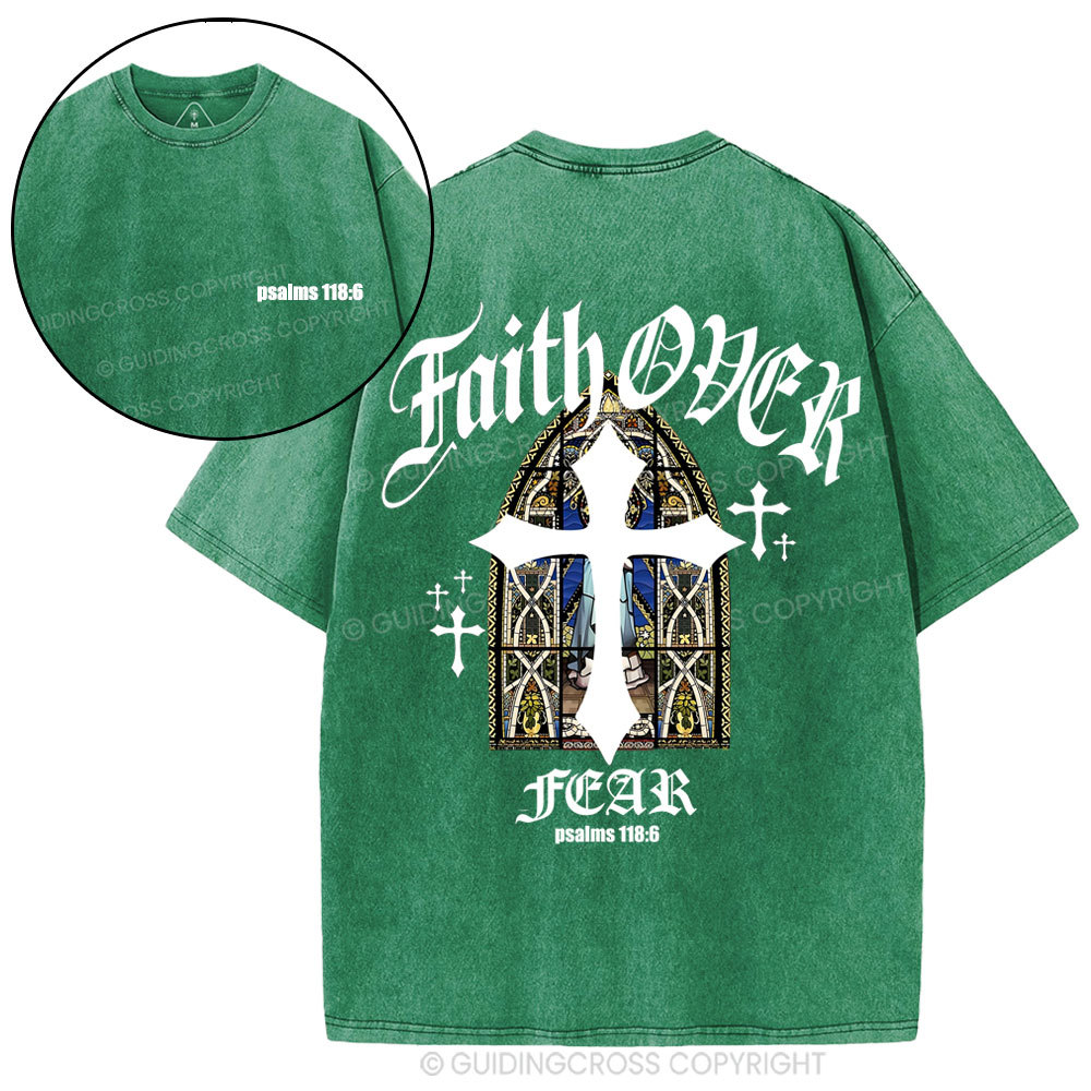 Faith Over Fear Christian Washed T-Shirt