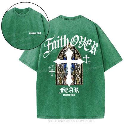 Faith Over Fear Christian Washed T-Shirt