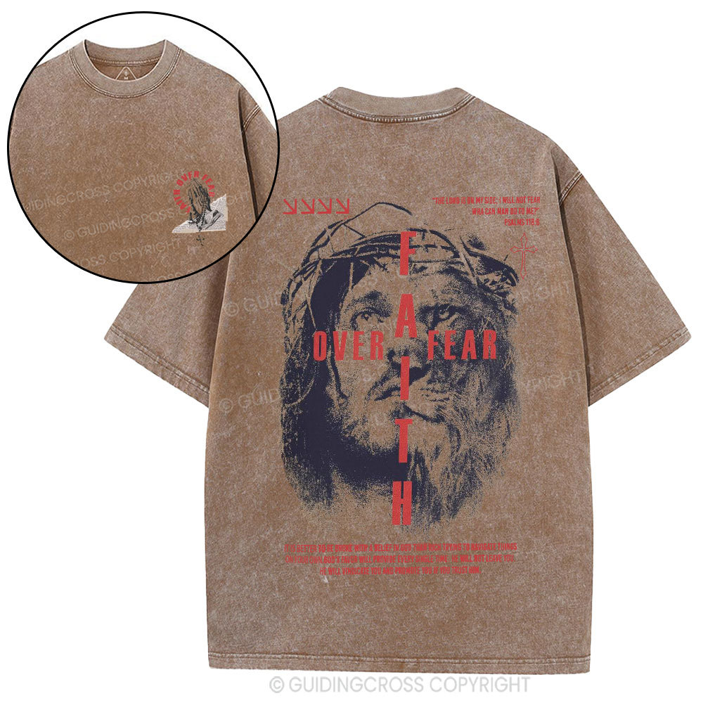 Faith Over Fear Christian Washed T-Shirt