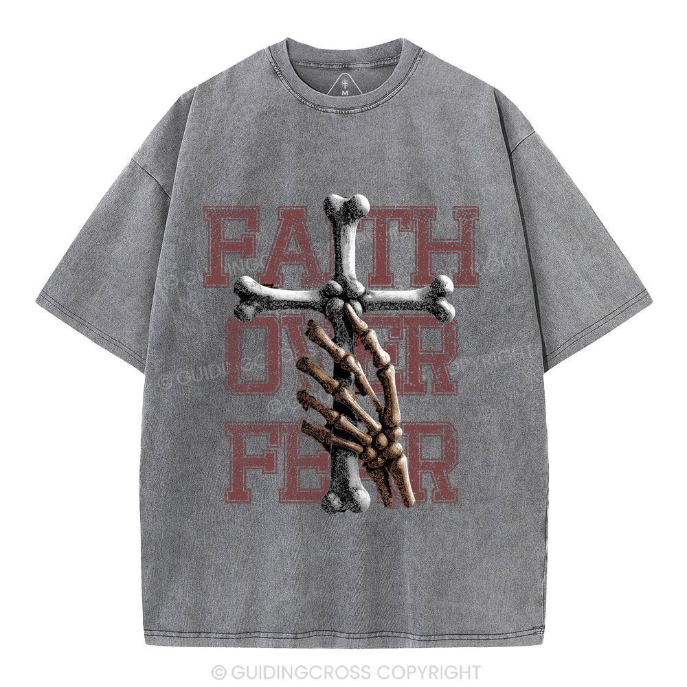 Faith Over Fear Christian Washed T-Shirt