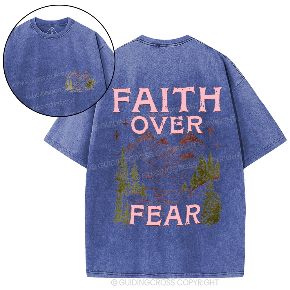 Faith Over Fear Christian Washed T-Shirt