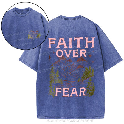 Faith Over Fear Christian Washed T-Shirt
