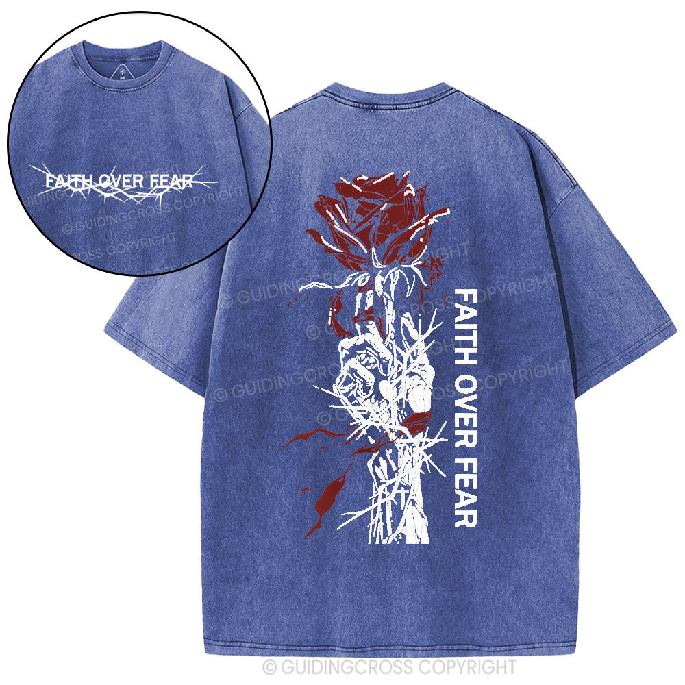 Faith Over Fear Christian Washed T-Shirt