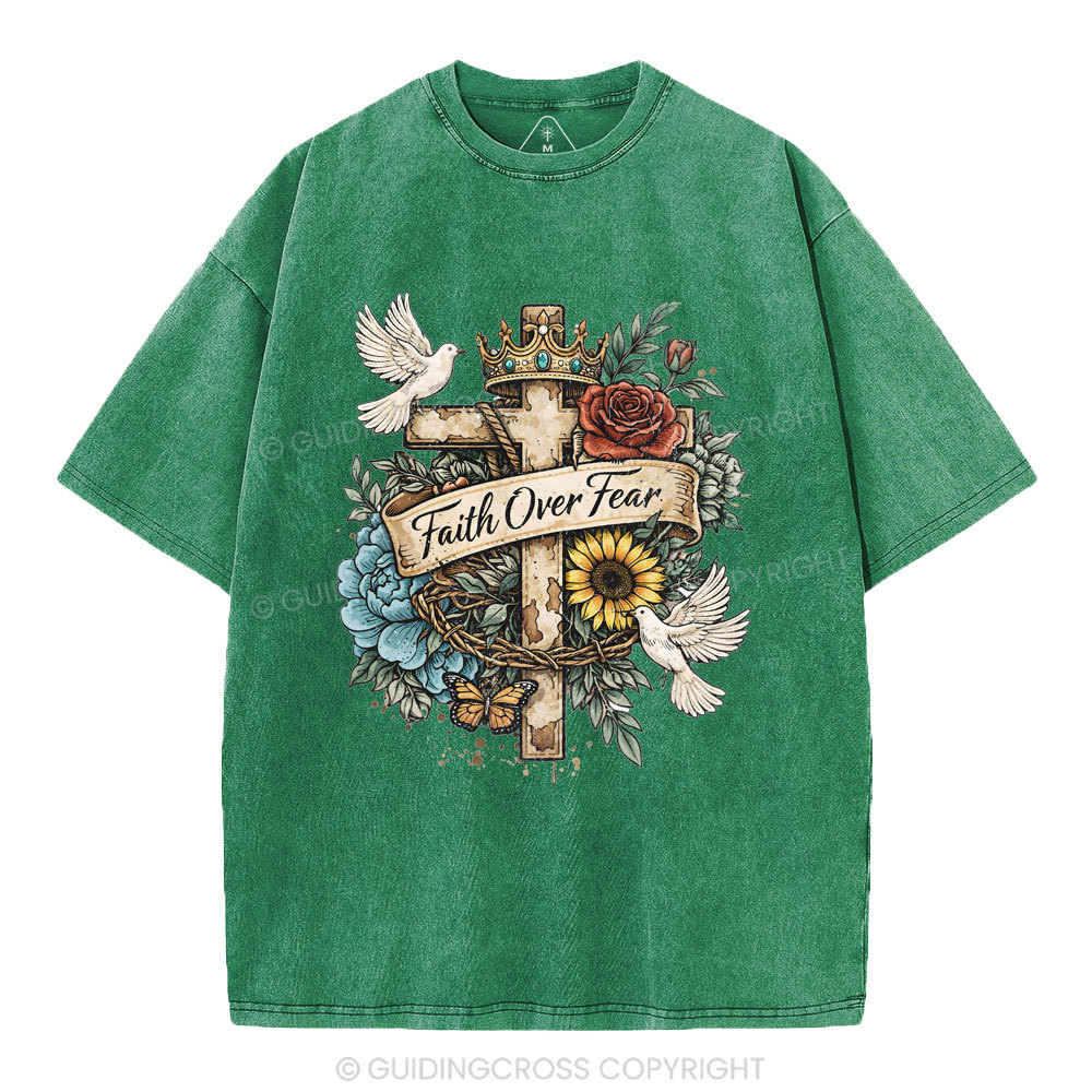 Faith Over Fear Christian Washed T-Shirt