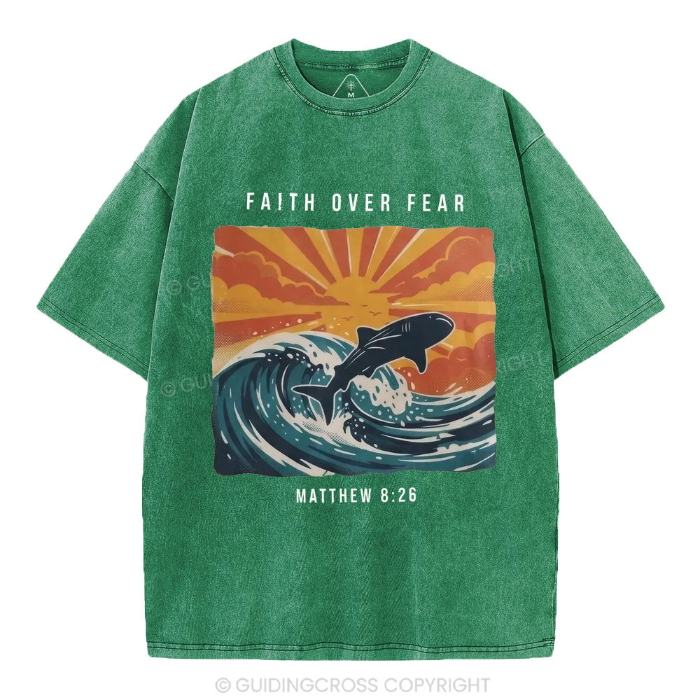 Faith Over Fear Christian Washed T-Shirt