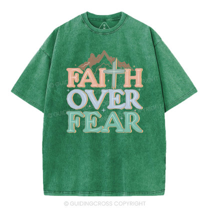 Faith Over Fear Christian Washed T-Shirt
